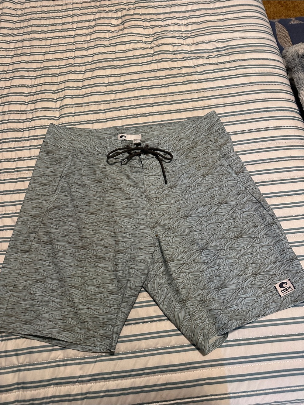 Costa Men’s Light Blue Wave-Texture Board Shorts